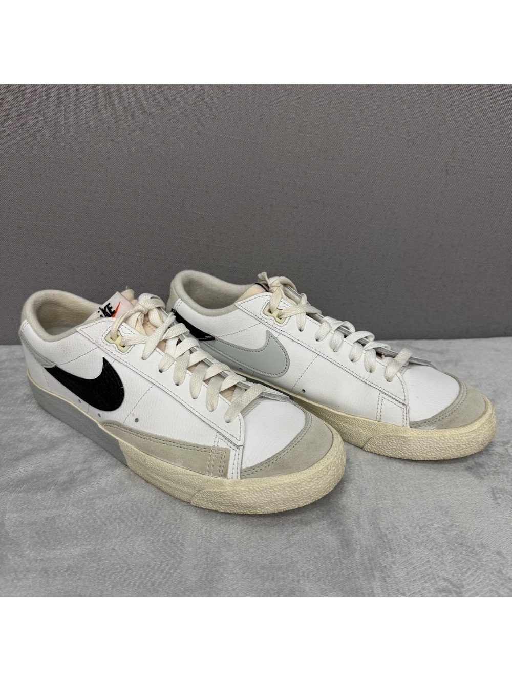 Custom Nike Blazer Low 77 Vintage Mismatch White Black Grey Shoes Mens 8.5